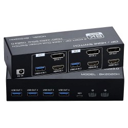 8K @60Hz Çift Ekran HDMI + DisplayPort KVM Switch - 2 PC x 2 Monitör Kontrol Merkezi