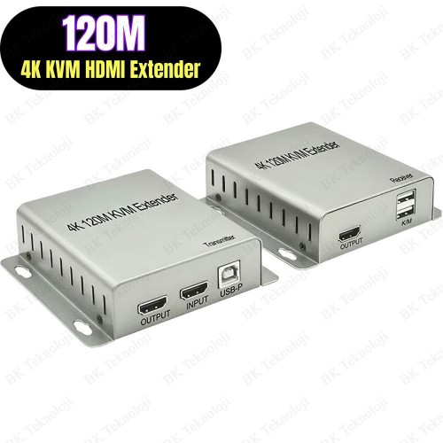 HDMI KVM Extender 120 Metre 4K USB Destekli CAT5e/CAT6 Görüntü Aktarıcı