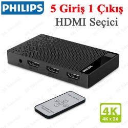 Philips 5 Port 4K HDMI Switch Seçici – 5 Giriş 1 Çıkış