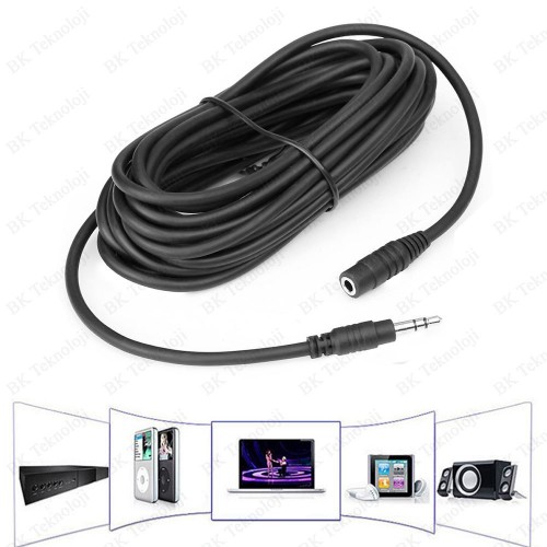 10 Metre 3.5mm Stereo Ses Uzatma Kablosu Erkek Dişi AUX Uzatma Kablosu