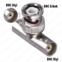 BNC T Konnektör Erkek Dişi Dişi Adaptör CCTV Kamera Bağlantı Aparatı