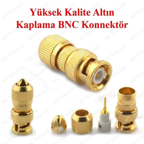 Altın Kaplama BNC Erkek Konnektör CCTV Kamera Kablo Ucu 5 Adet