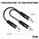 3.5mm Stereo Dişi - 2x 3.5mm Stereo Erkek Y Kablo 25cm AUX Ses Dağıtıcı
