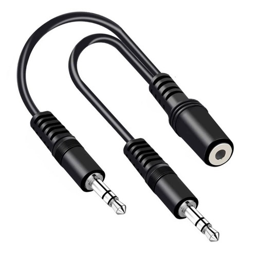 3.5mm Stereo Dişi - 2x 3.5mm Stereo Erkek Y Kablo 25cm AUX Ses Dağıtıcı