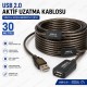 30 Metre USB 2.0 Aktif Uzatma Kablosu Sinyal Güçlendiricili Çipli USB Erkek Dişi Kablo