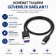 30cm USB-A Erkek to USB Type-C Erkek Hızlı Şarj ve Veri Aktarım Kablosu Siyah