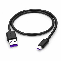 30cm USB-A Erkek to USB Type-C Erkek Hızlı Şarj ve Veri Aktarım Kablosu Siyah