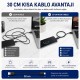 30cm USB-A Erkek to USB Type-C Erkek Hızlı Şarj ve Veri Aktarım Kablosu Siyah