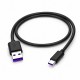 30cm USB-A Erkek to USB Type-C Erkek Hızlı Şarj ve Veri Aktarım Kablosu Siyah