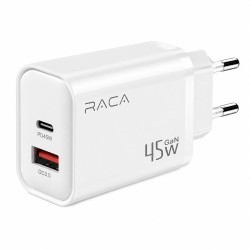 RACA U201 45W GaN Hızlı Şarj Adaptörü USB-C PD + USB-A QC Çift Çıkışlı Şarj Cihazı