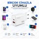 RACA U201 45W GaN Hızlı Şarj Adaptörü USB-C PD + USB-A QC Çift Çıkışlı Şarj Cihazı