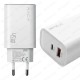 RACA U201 45W GaN Hızlı Şarj Adaptörü USB-C PD + USB-A QC Çift Çıkışlı Şarj Cihazı