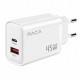 RACA U201 45W GaN Hızlı Şarj Adaptörü USB-C PD + USB-A QC Çift Çıkışlı Şarj Cihazı