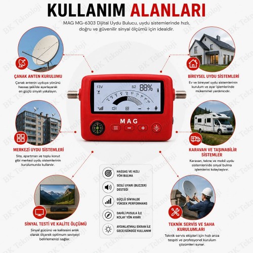 LCD Ekranlı Dijital Uydu Bulucu Dahili Pusulalı Profesyonel Satellite Finder 950-2150MHz