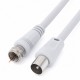 1.2 Metre F Tipi Erkek Konnektörlü RF Erkek (IEC) TV Anten Kablosu 75 Ohm Koaksiyel Kablo Beyaz 1.2 Metre F Tipi Erkek Konnektörlü RF Erkek (IEC) TV Anten Kablosu 75 Ohm Koaksiyel Kablo Beyaz