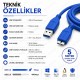 5 Metre USB 3.0 A Erkek - USB 3.0 Micro-B Erkek 5Gbps Veri Senkronizasyon Kablosu