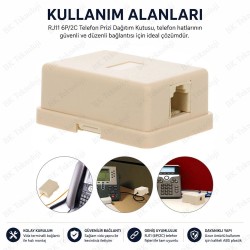 RJ11 6P/2C Tekli Telefon Prizi Dağıtım Kutusu