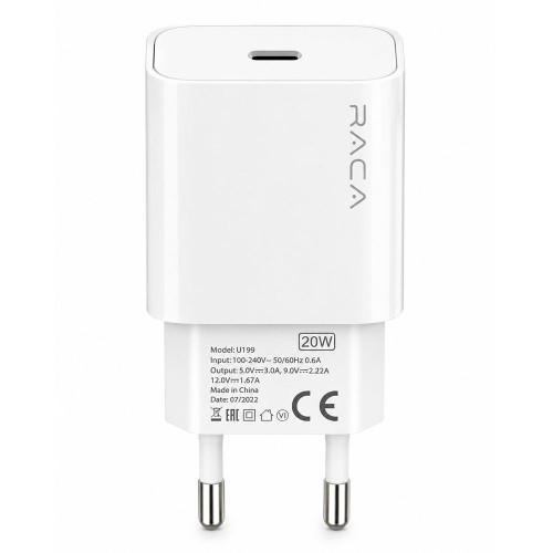 Raca U199 20W PD 3.0 USB-C Hızlı Şarj Adaptörü Beyaz