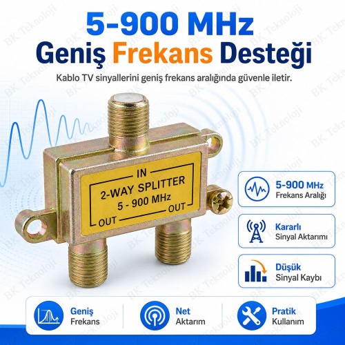 5-900 MHz 2 Yollu Kablo TV Anten Sinyal Ayırıcı Splitter
