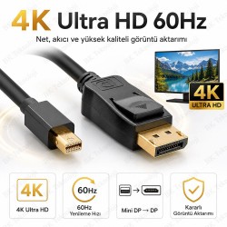 3 Metre Mini DisplayPort to DisplayPort 4K 60Hz Kablo