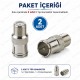 2'li F Tipi Dişi - Geçmeli Erkek RG6 Koaksiyel Hızlı Bağlantı Adaptörü