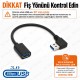 90 Derece Sağ Açılı USB 3.0 Erkek – Dişi Uzatma Kablosu 30 cm