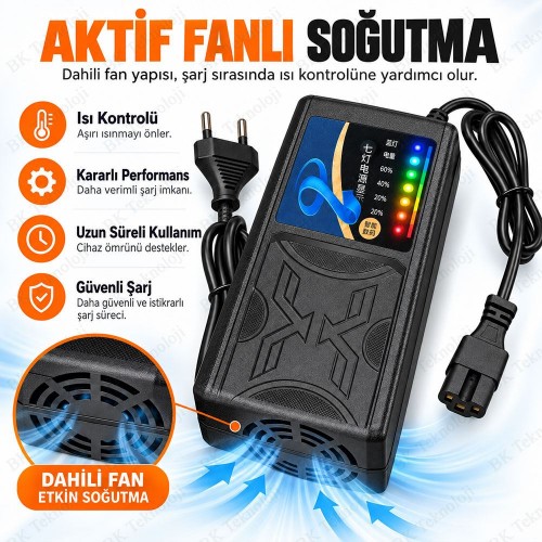 72V 32Ah 4.5A Elektrikli Bisiklet ve Scooter Şarj Cihazı 3 Pin