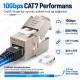 Cat7 Cat6A RJ45 10Gbps 600MHz Metal Korumalı Toolless Keystone Jack STP/FTP Cat7 Cat6A RJ45 10Gbps 600MHz Metal Korumalı Toolless Keystone Jack STP/FTP