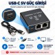 1 Giriş 3 Çıkış 1000Mbps Gigabit Ethernet Splitter RJ45 Ağ Dağıtıcı USB-C 5V