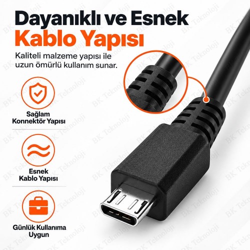 80cm USB 2.0 Type-A Erkek - Micro USB Erkek Veri ve Şarj Kablosu 80cm USB 2.0 Type-A Erkek - Micro USB Erkek Veri ve Şarj Kablosu