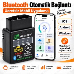 ELM327 OBD2 V1.5 Bluetooth Araç Arıza Tespit Cihazı iOS Android Uyumlu