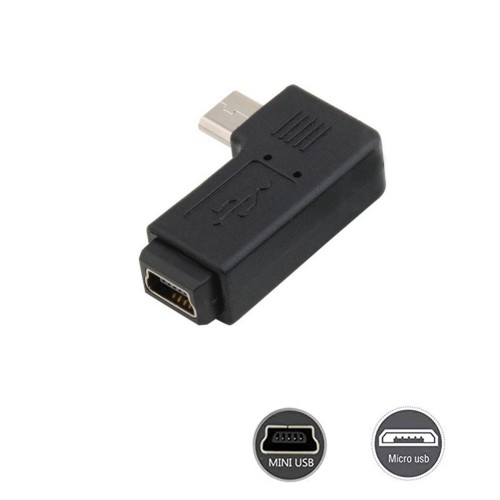 Micro USB Erkek to Mini USB Dişi 90 Derece Açılı Adaptör