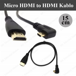 90 Derece Açılı Micro HDMI to HDMI Dönüştürücü Kablo - 15 cm
