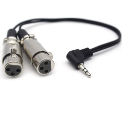 3.5mm Erkek to 2 XLR Dişi Ｍikrofon Ses Y Ayırıcı Kablo 90 Derece Açılı - 30cm