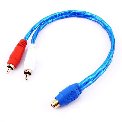 Yüksek Kalite Silikon RCA Dişi - 2 RCA Erkek  Anfi Y Ayırıcı Kablo
