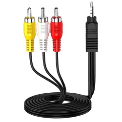 3.5mm Erkek to 3 RCA Erkek Ses Video AV Kablosu - 1,2 Metre