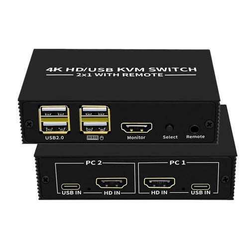 2 Port 4K Anahtarlı HDMI+USB KVM Switch 2 Bilgisayar 1 Monitör