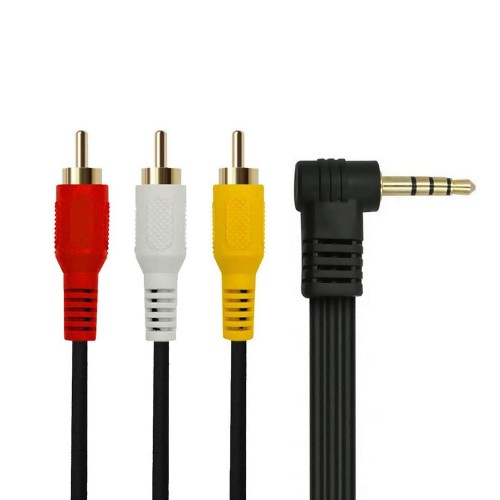 90 Derece Açılı 3.5 mm Stereo Erkek - 3 RCA Erkek Uydu Alıcısı AV Kablo